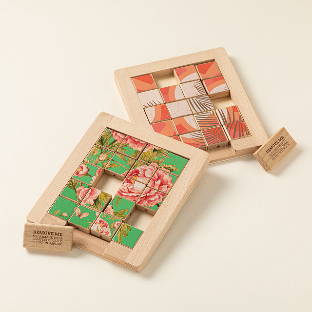 Dual Sided Wooden Sliding Picture Puzzle