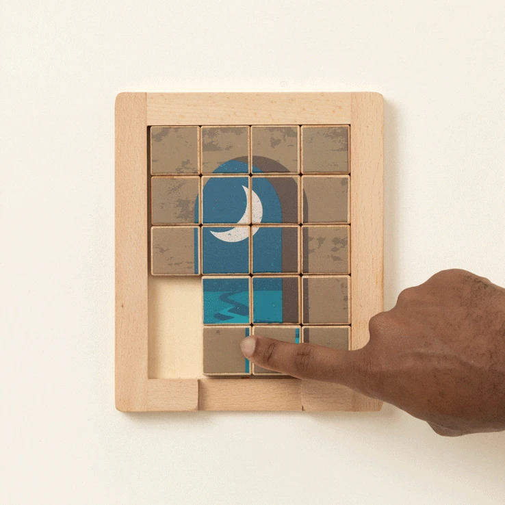 Dual Sided Wooden Sliding Picture Puzzle