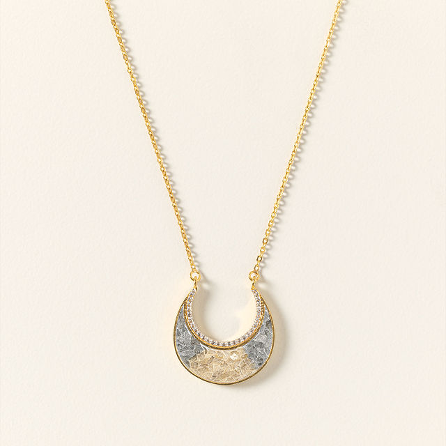 Sliced Raw Diamond Crescent Necklace