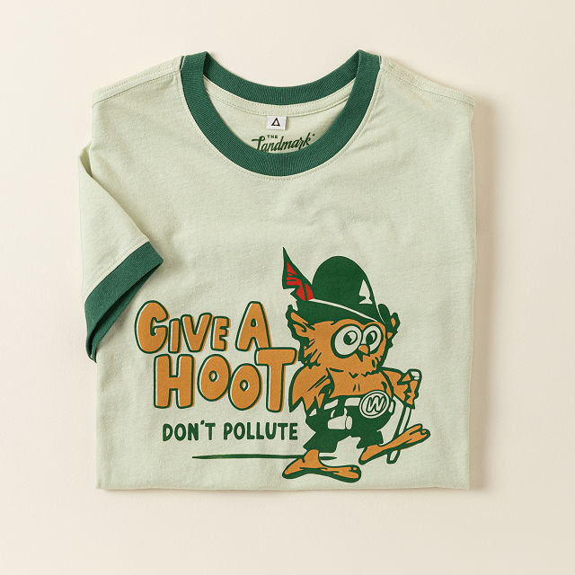 Give a Hoot Don't Pollute Kids Retro Ringer Tee