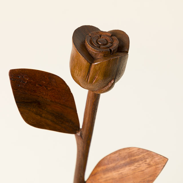 5 Year Anniversary Wooden Rose Sculpture