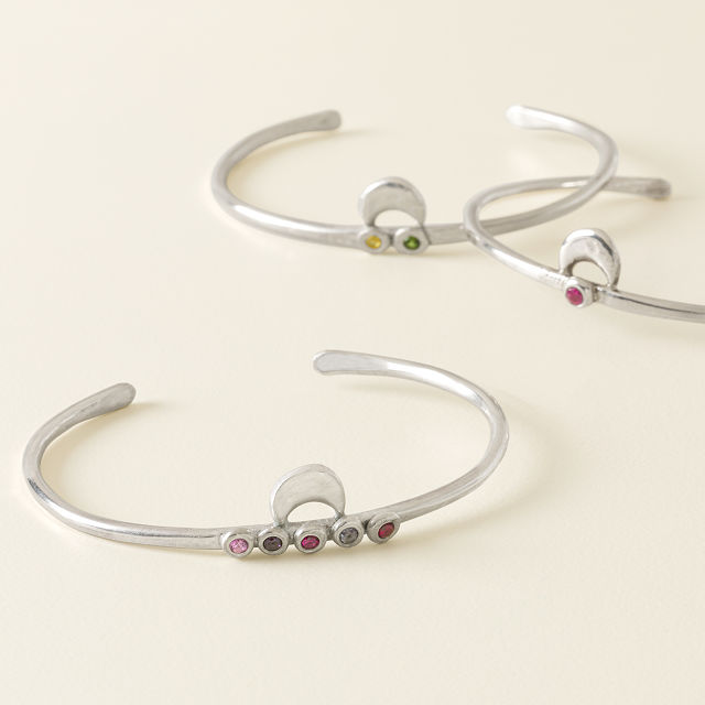 Personalized Birthstone Crescent Moon Cuff