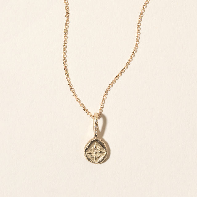 14k Gold & Diamond Artifact Necklace