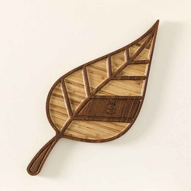 Personalized Leaf Bamboo Serving Board