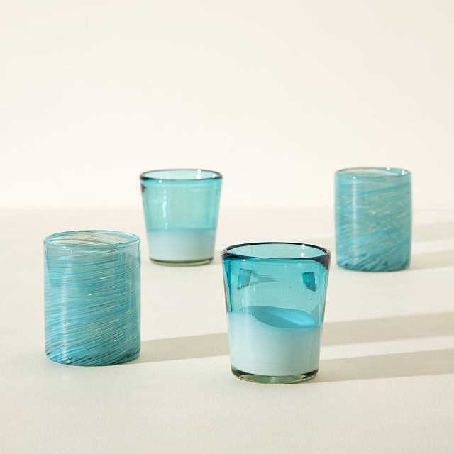 Mexican Aqua Swirl Glasses - Set of 4