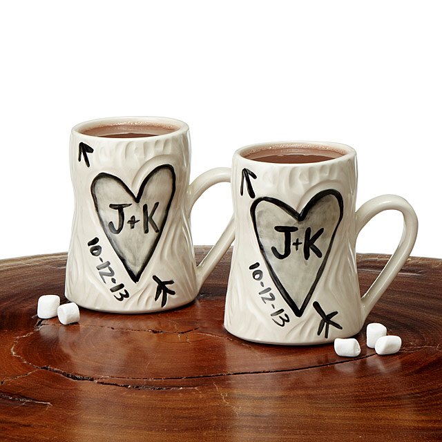 Personalized Porcelain Faux Bois Mug Set