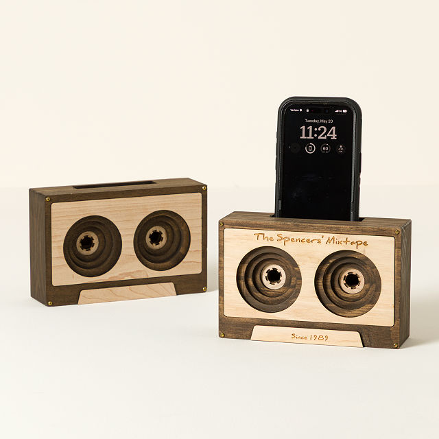 Wooden Mixtape Phone Amplifier