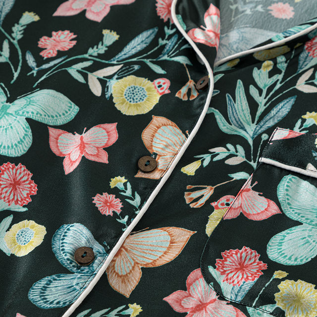 Butterfly Satin Pajama Short Set