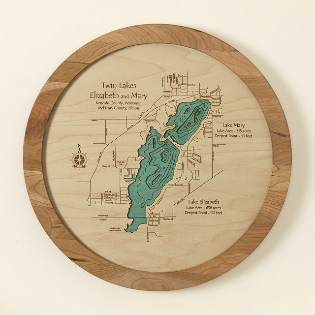 Lake Topography Art Lazy Susan