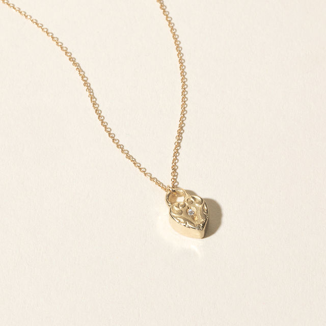14k Gold & Diamond Heart Locket Necklace
