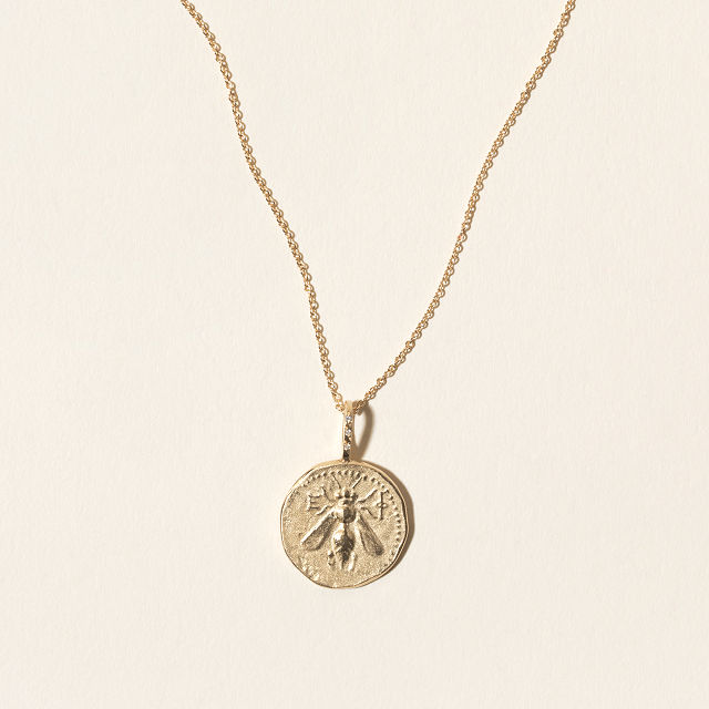 14k Gold & Diamond Bee Necklace