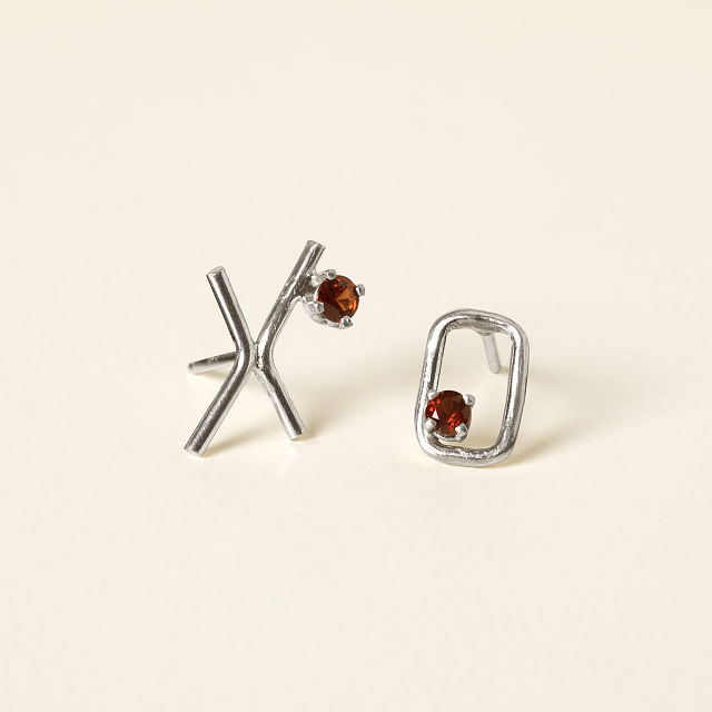 XO Garnet Stud Earrings