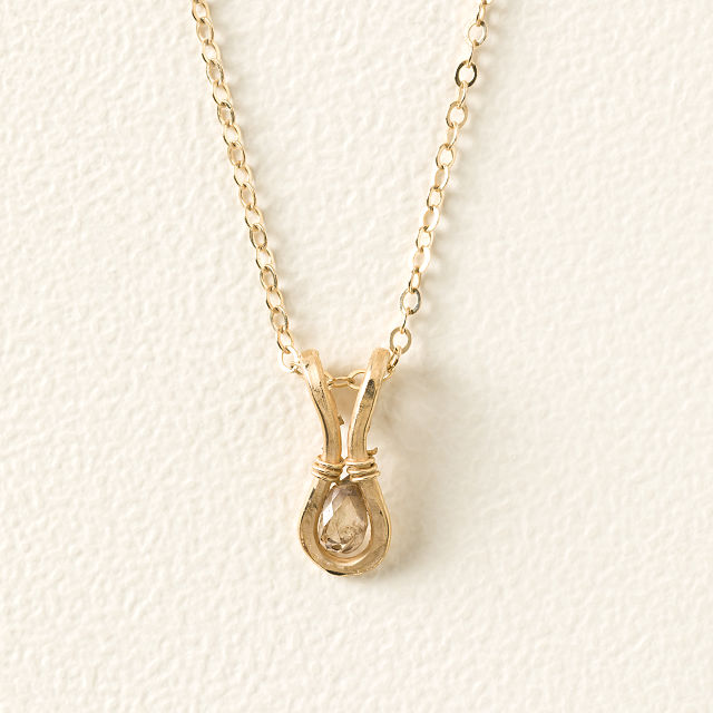 Champagne Diamond Teardrop Necklace