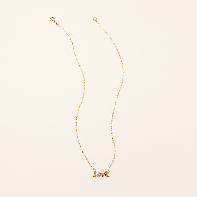 14k Gold & Diamond "Love" Necklace