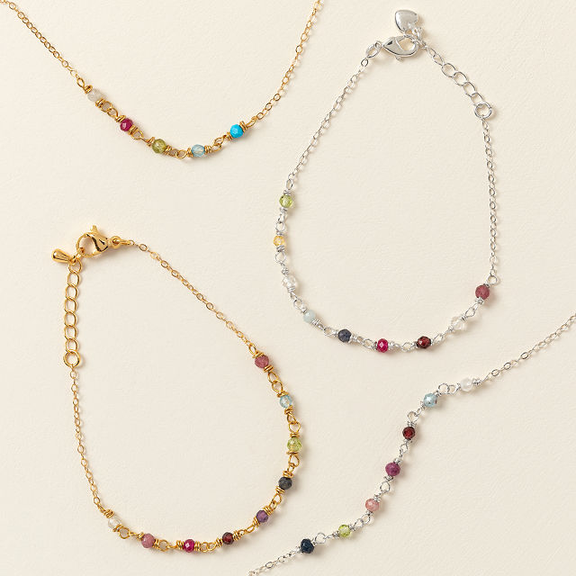 Wire-Wrapped Mixed Birthstone Bracelet