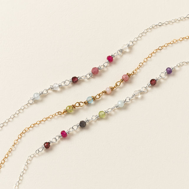 Wire-Wrapped Mixed Birthstone Bracelet