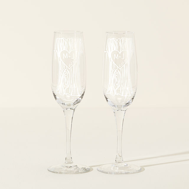 Etched Champagne Flutes - Set of 2