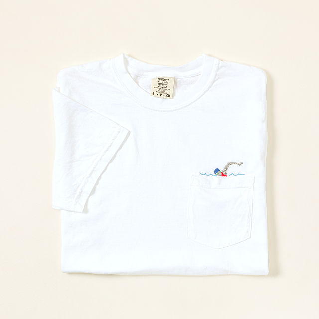 Embroidered Swimmer Pocket Tee