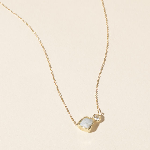 14k Gold Aqua Moon & Stars Pendant