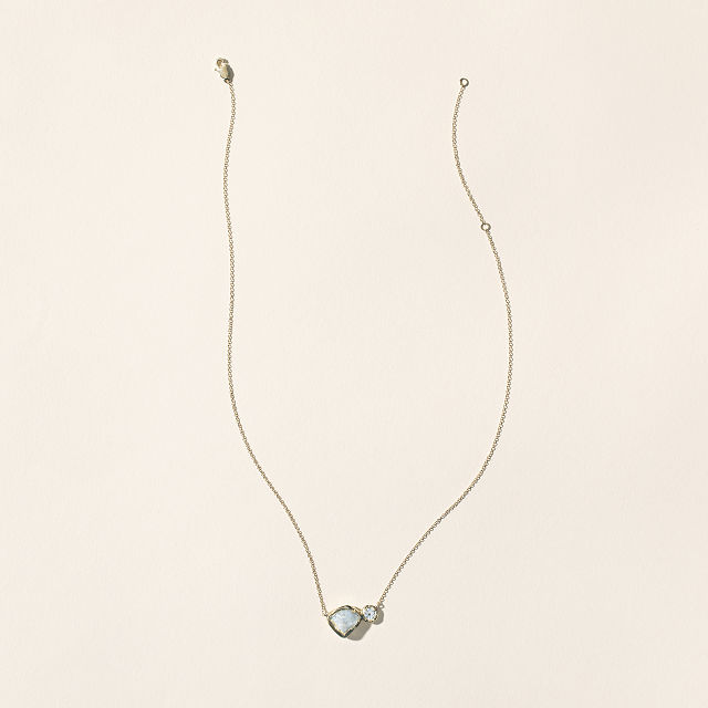 14k Gold Aqua Moon & Stars Pendant