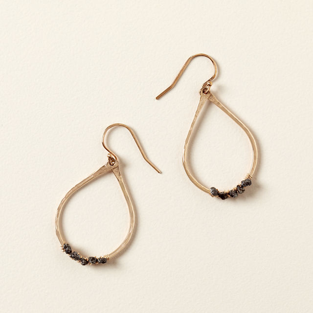 Black Rough Diamond Earrings
