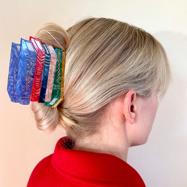 Book Loverâs Hand Painted Hair Clip