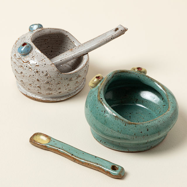 Funny Face Salt Cellar & Spoon