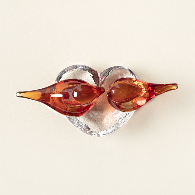 Lovebirds Glass Desktop Sculpture