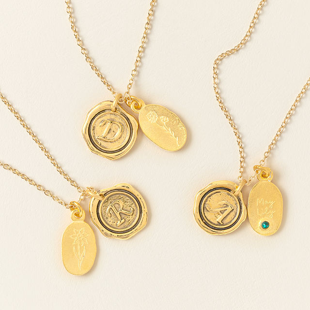 Custom Birth Month Flower Initial Necklace