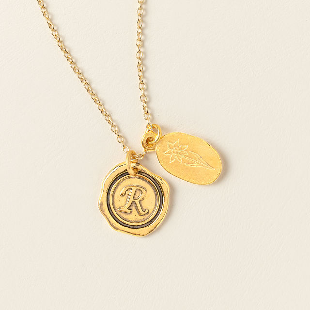 Custom Birth Month Flower Initial Necklace