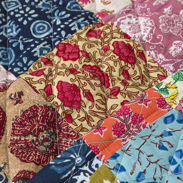 Re-purposed Quilted Sari Bedside Caddy