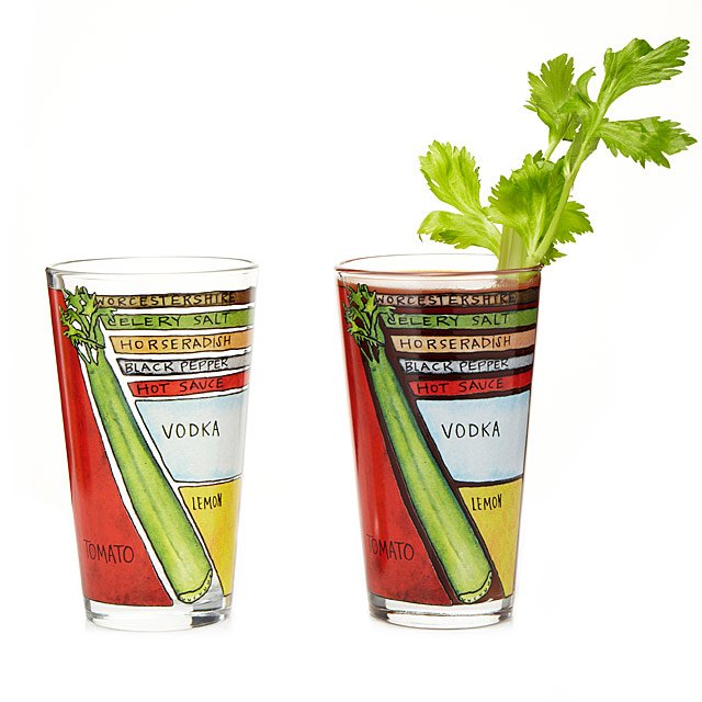 Bloody Mary Diagram Glassware - Set of 2