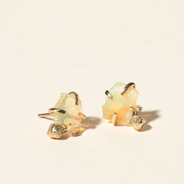 14k Gold Milky Way Opal Studs