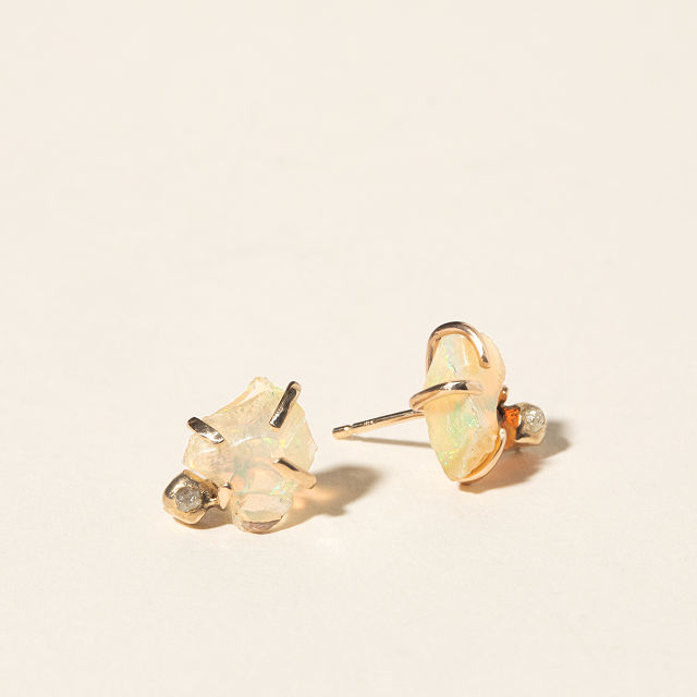 14k Gold Milky Way Opal Studs
